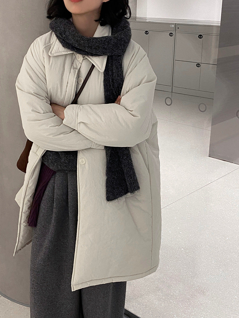 【cimz1235】 雪山奶糖 Muji 風輕薄初冬簡約廓形寬鬆棉服外套260108