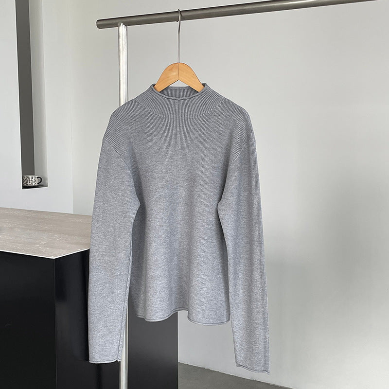 【cimYL713】實拍加厚捲邊半高領保暖針織衫251201