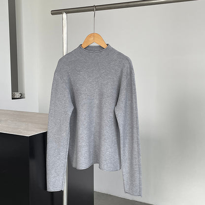 【cimYL713】實拍加厚捲邊半高領保暖針織衫251201