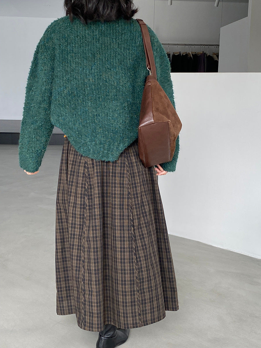 【cimz6381】實拍日系復古格紋內里加絨加厚A字裙251128