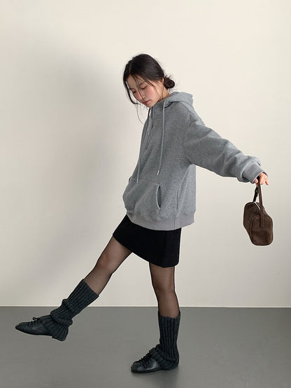 【LD11064】實拍慵懶灰色加絨加厚連帽寬鬆衞衣251209