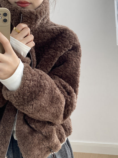 【YH8567】實拍冬天保暖厚款立领羊羔毛外套251113