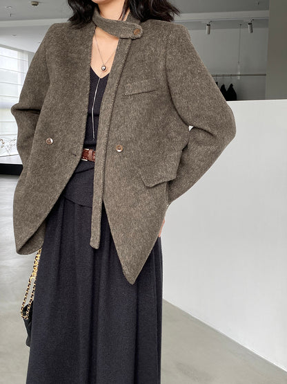 【cimz809】實拍復古雙面羊毛西裝外套+飄帶（羊毛100)251120