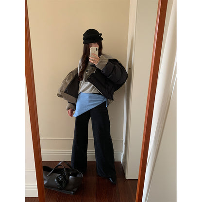 【H5499】實拍 復古磨毛狗狗印花長袖T恤251118