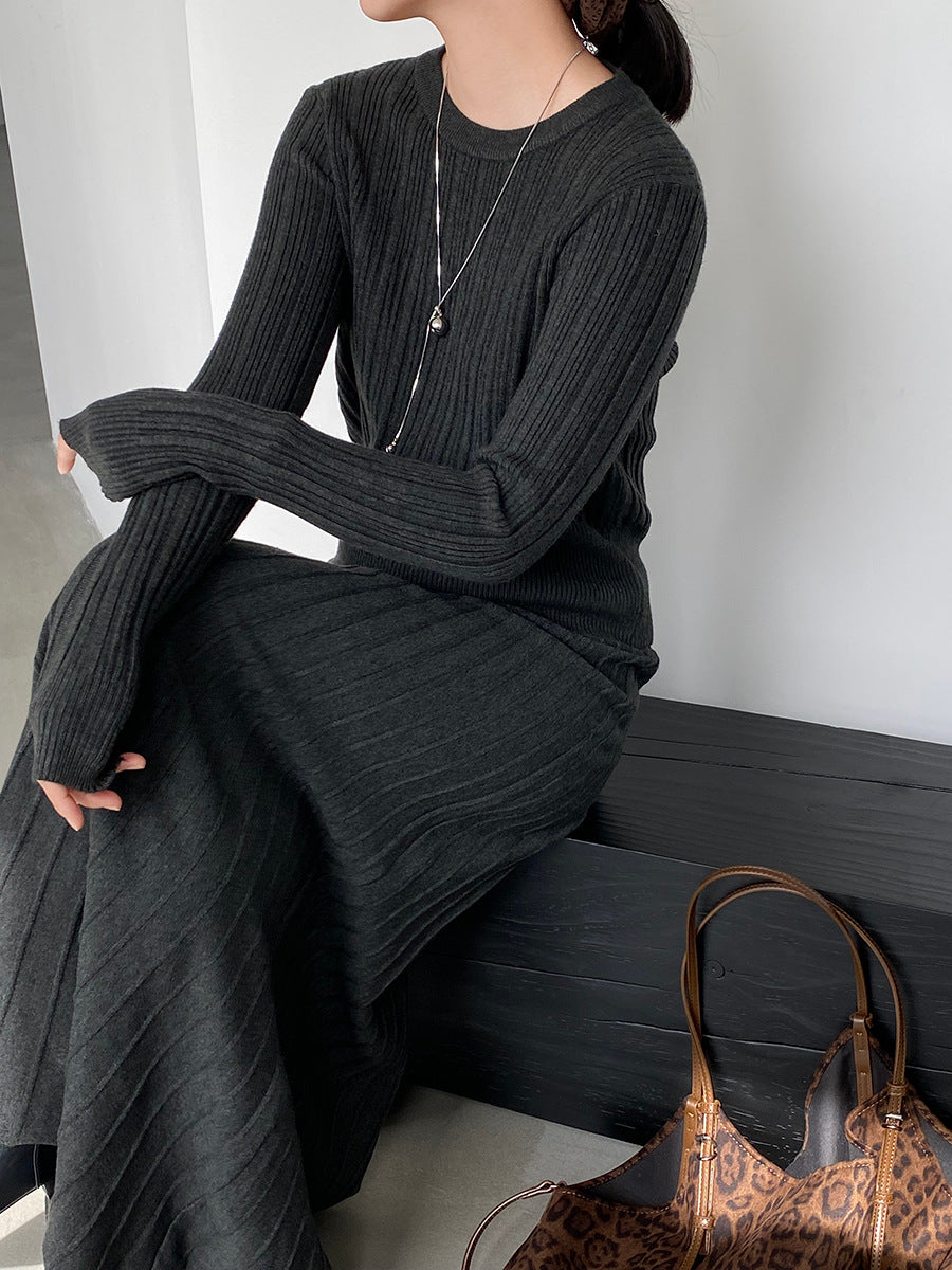 【cimz100789】實拍法式高級感收腰顯瘦針織衫＋針織長裙(分開下單）251120