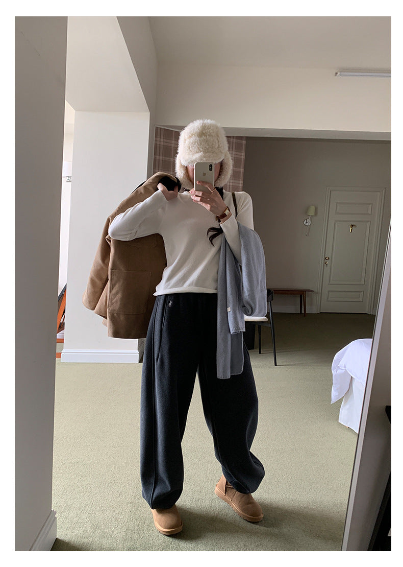 【H5508】實拍M~XL懶懶加厚奧粒絨舒適休閒彎刀褲型251118