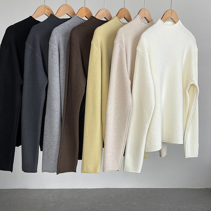 【cimYL713】實拍加厚捲邊半高領保暖針織衫251201