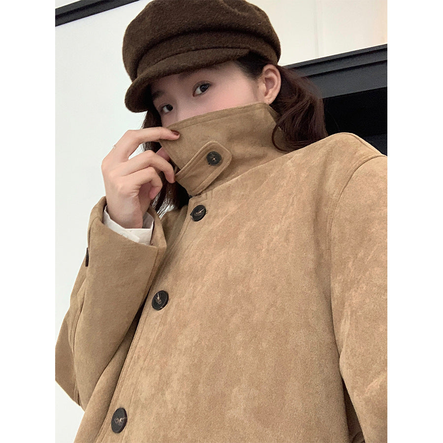 【H5493】實拍復古高領麂皮絨西裝外套251109