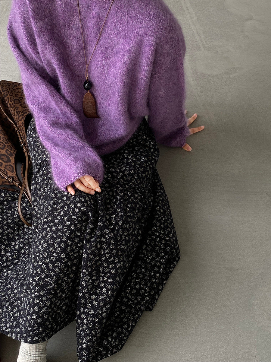 【cimz1729】實拍復古時髦碎花加絨長裙251128