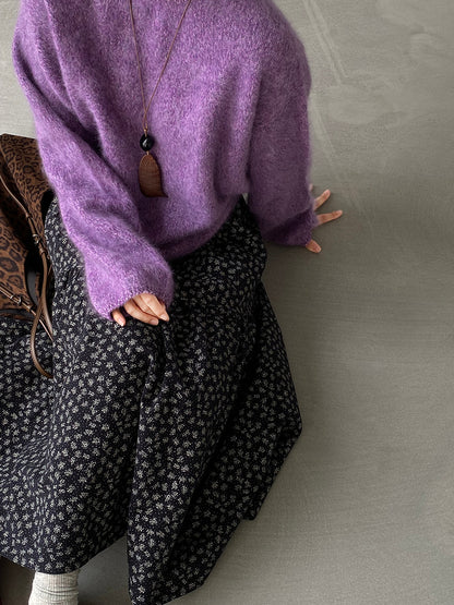 【cimz1729】實拍復古時髦碎花加絨長裙251128