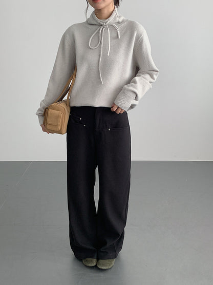 【LD3294】實拍慵懶復古立領羊駝絨針織衫251103