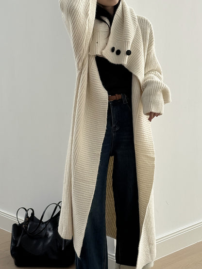 【Y913】實拍大翻領長針織大外套251106