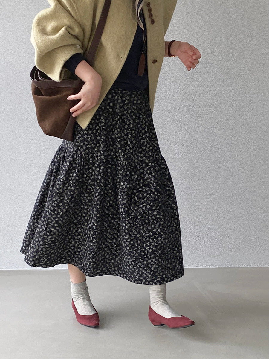 【cimz1729】實拍復古時髦碎花加絨長裙251128