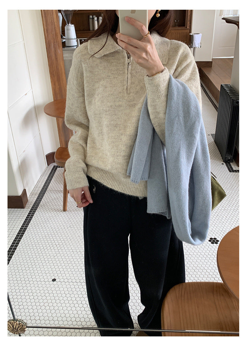 【H5513】實拍老錢風POLO領長袖針織毛衣251118