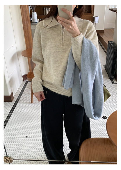 【H5513】實拍老錢風POLO領長袖針織毛衣251118