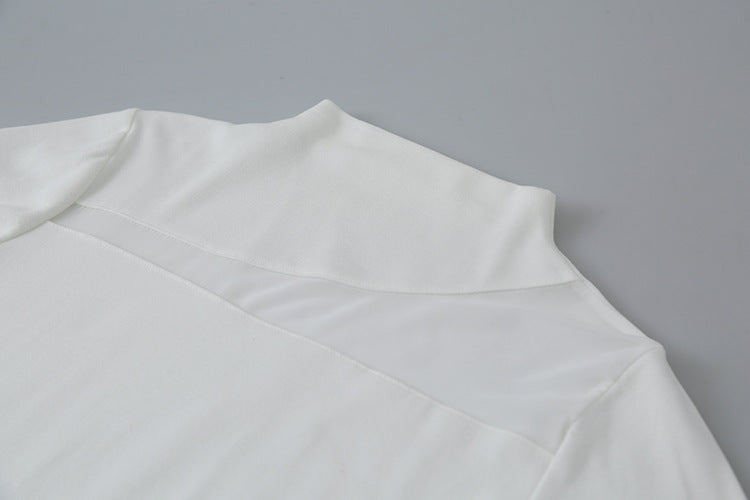 【LD11024】實拍氣質網紗拼接加絨半高領長袖T恤251124