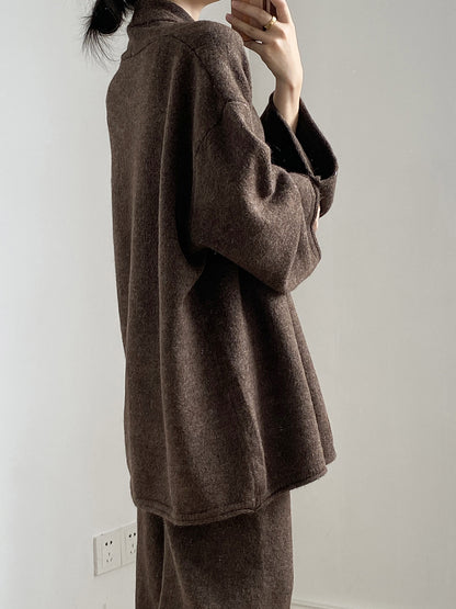 【YP1018】 實拍秋冬高級感慵懶針織開衫＋繫帶＋高腰針織闊腿褲 套裝251023