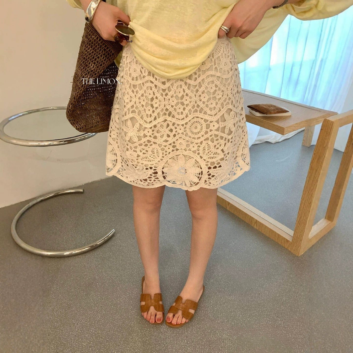 【L10675】溫柔仙女系🕊️重工設計感鏤空蕾絲鉤花休閒半身長裙260511