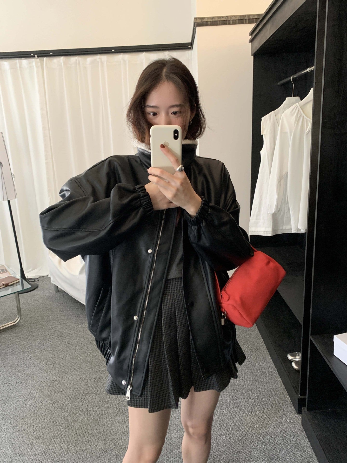 【H5485】實拍高級感毛領PU皮衣夾棉加厚外套251109