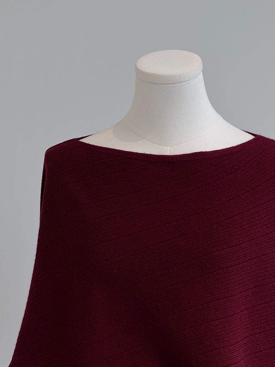 【cim9033】實拍韓系高級感長袖斜肩針織衫＋腰帶251030