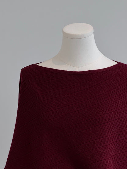 【cim9033】實拍韓系高級感長袖斜肩針織衫＋腰帶251030