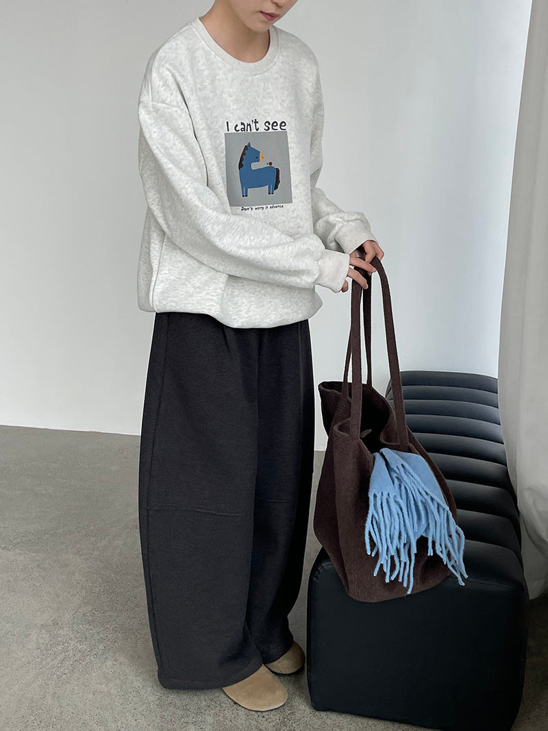 【cimD20307】實拍大人系印花加绒寬鬆衛衣251114