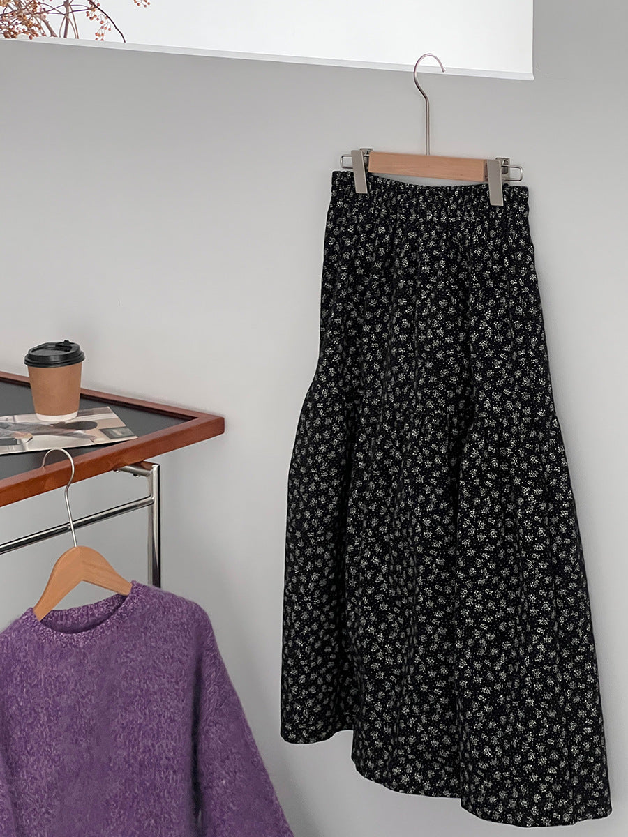 【cimz1729】實拍復古時髦碎花加絨長裙251128