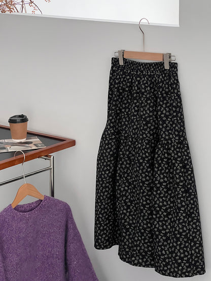 【cimz1729】實拍復古時髦碎花加絨長裙251128