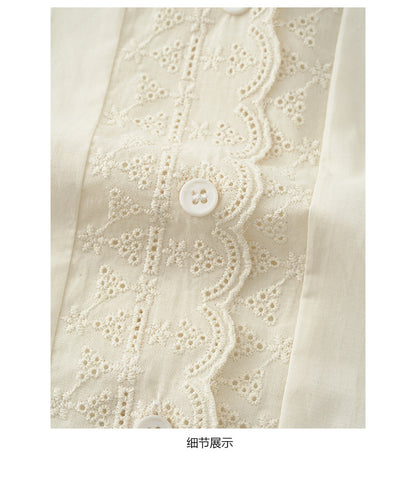 【H5488】實拍法式温柔蕾絲長袖襯衫251109