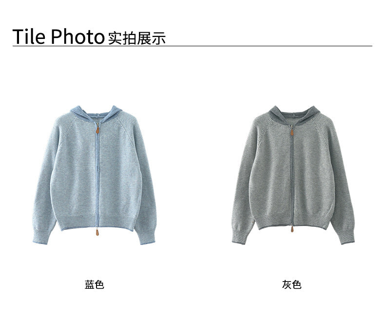 【H5537】實拍復古雙頭拉鍊連帽開衫針織外套251204