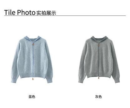 【H5537】實拍復古雙頭拉鍊連帽開衫針織外套251204