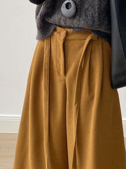 【Y82677】 實拍復古系帶加厚七分闊腿褲251023