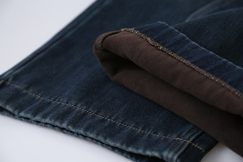 【LD11073】實拍S~XL保暖加絨加厚高腰直筒牛仔褲251209