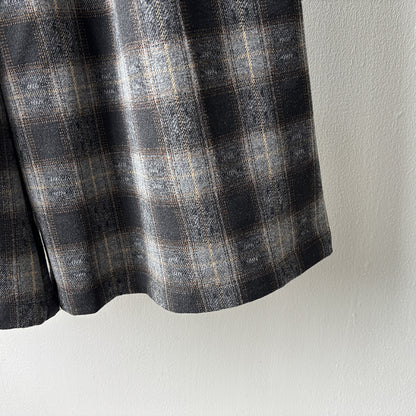 【YG8095】實拍日系復古呢料格紋直筒七分闊腿褲251016