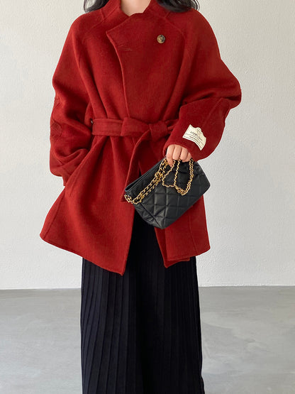 【cimz6616】實拍高級大氣厚款立領雙面羊毛呢大衣外套（羊毛100)251120