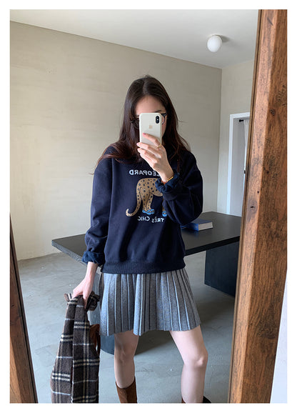 【H5518】實拍復古中性條紋針織衫＋針織百褶裙251125