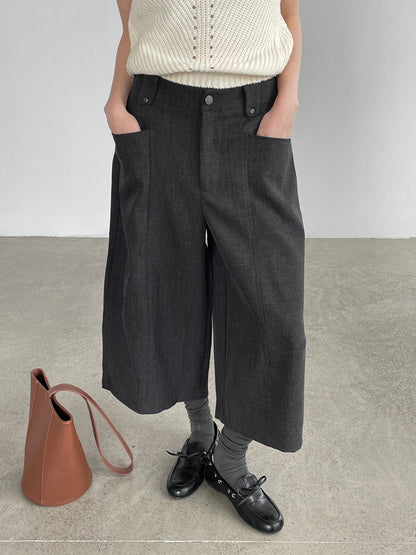 【cimK6809】輕質感通勤・高腰直筒西裝八分寬褲260828