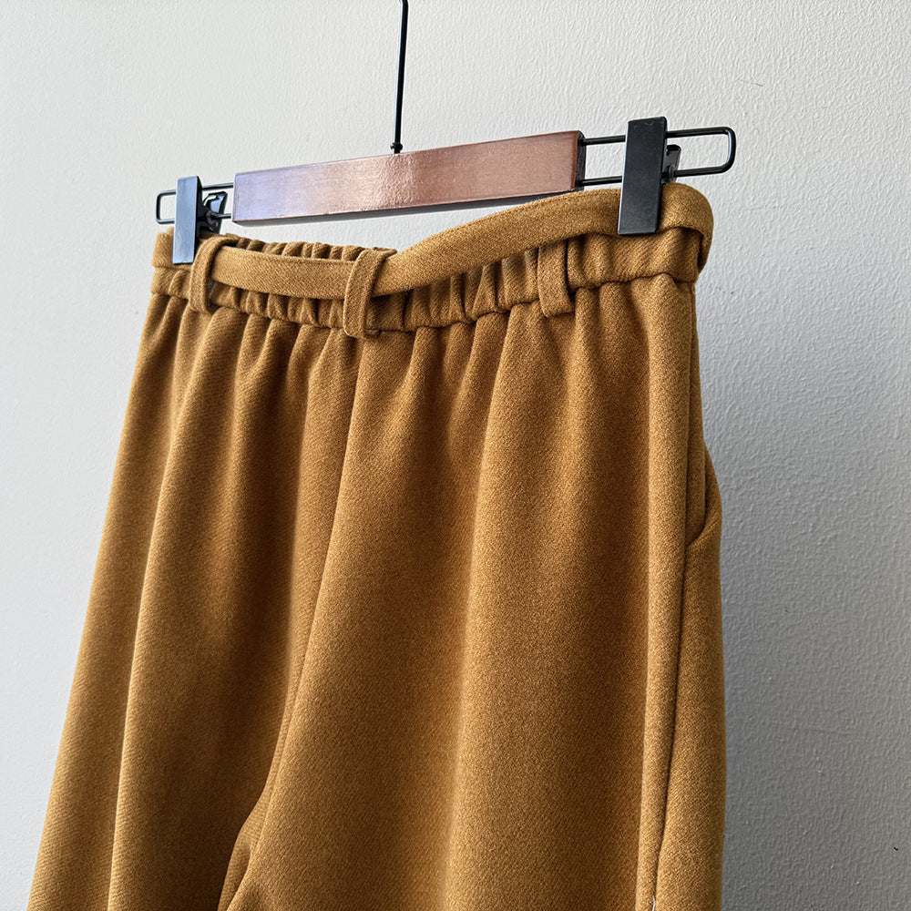 【Y82677】 實拍復古系帶加厚七分闊腿褲251023