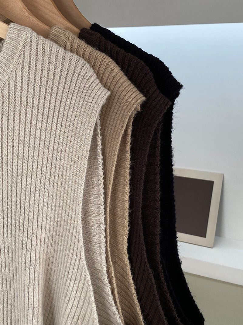 【cim8979】實拍秋冬設計師款不規則寬鬆針織馬甲251030