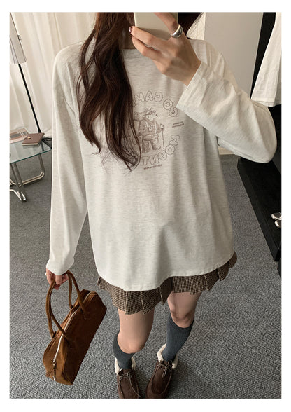 【H5486】實拍磨毛小熊印花長袖T恤251109