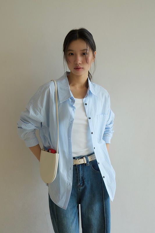 【LD003】實拍中性棉100氣質寬鬆條紋襯衫251103