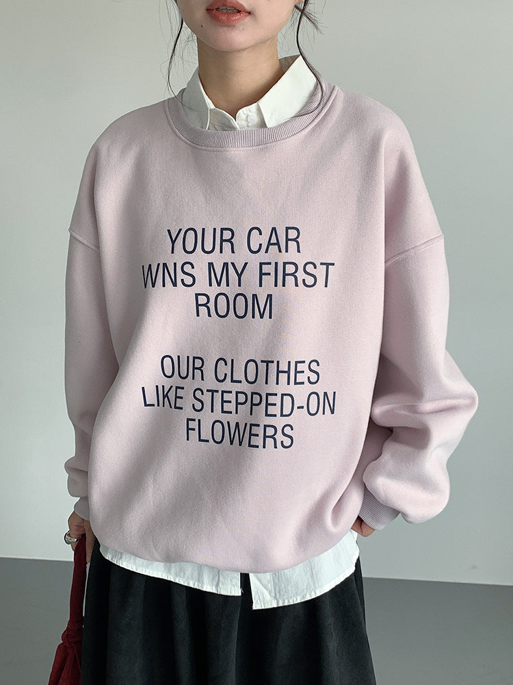 【LD11021】實拍加絨加厚印花寬鬆情侶裝衞衣251110