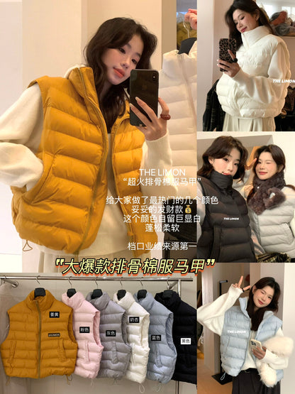 【L9339】實拍檸檬秋冬簡約顯瘦立領鋪棉背心外套251208