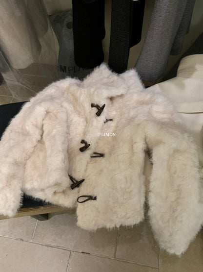 【L1230】實拍檸檬冬季加厚保暖立領牛角扣仿皮草外套251117