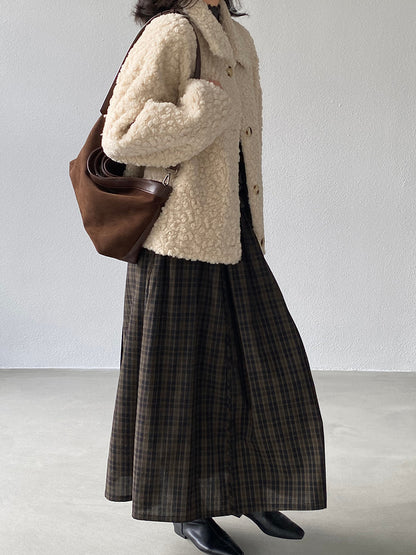 【cimz6381】實拍日系復古格紋內里加絨加厚A字裙251128