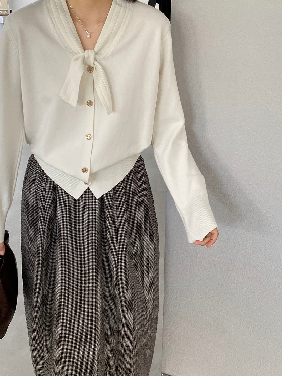 【cimJ8902】實拍氣質小香蝴蝶结針織開衫251114