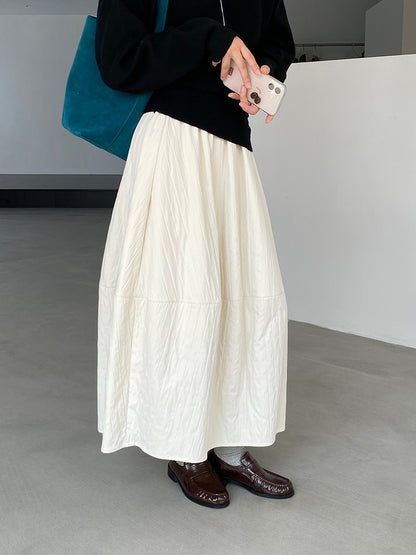 【cim1708】實拍秋冬法式寂靜高腰加厚微花苞A字裙251030