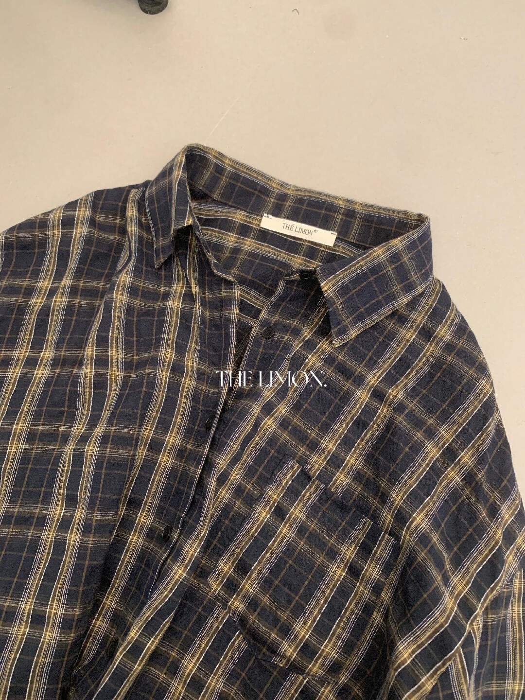 【L11002】檸檬家慵懶韓系・格紋寬鬆長袖襯衫 (附飄帶)260831