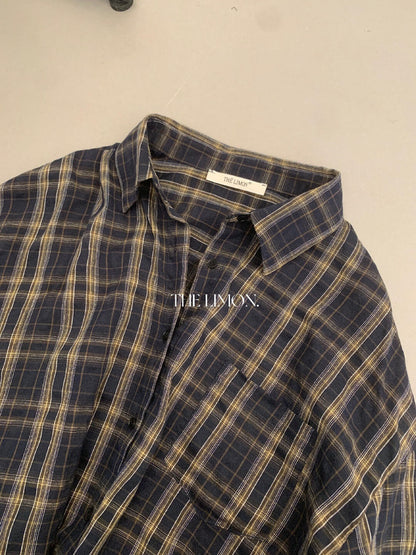 【L11002】檸檬家慵懶韓系・格紋寬鬆長袖襯衫 (附飄帶)260831