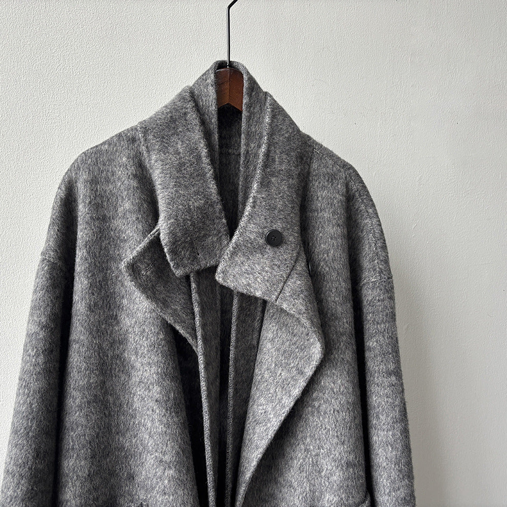 【Y25527】實拍高單質感雙面羊毛呢立領大衣（棉羊毛68%)251106